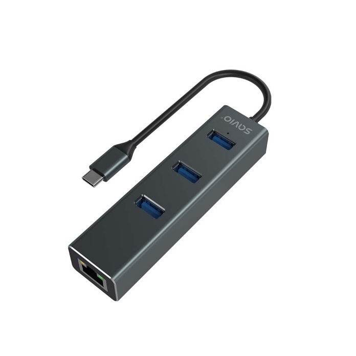 hub USB-C SAVIO AK-57 z trzema portami USB-A i RJ-45